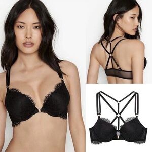 Victoria's Secret Black Strappy Lace Bra